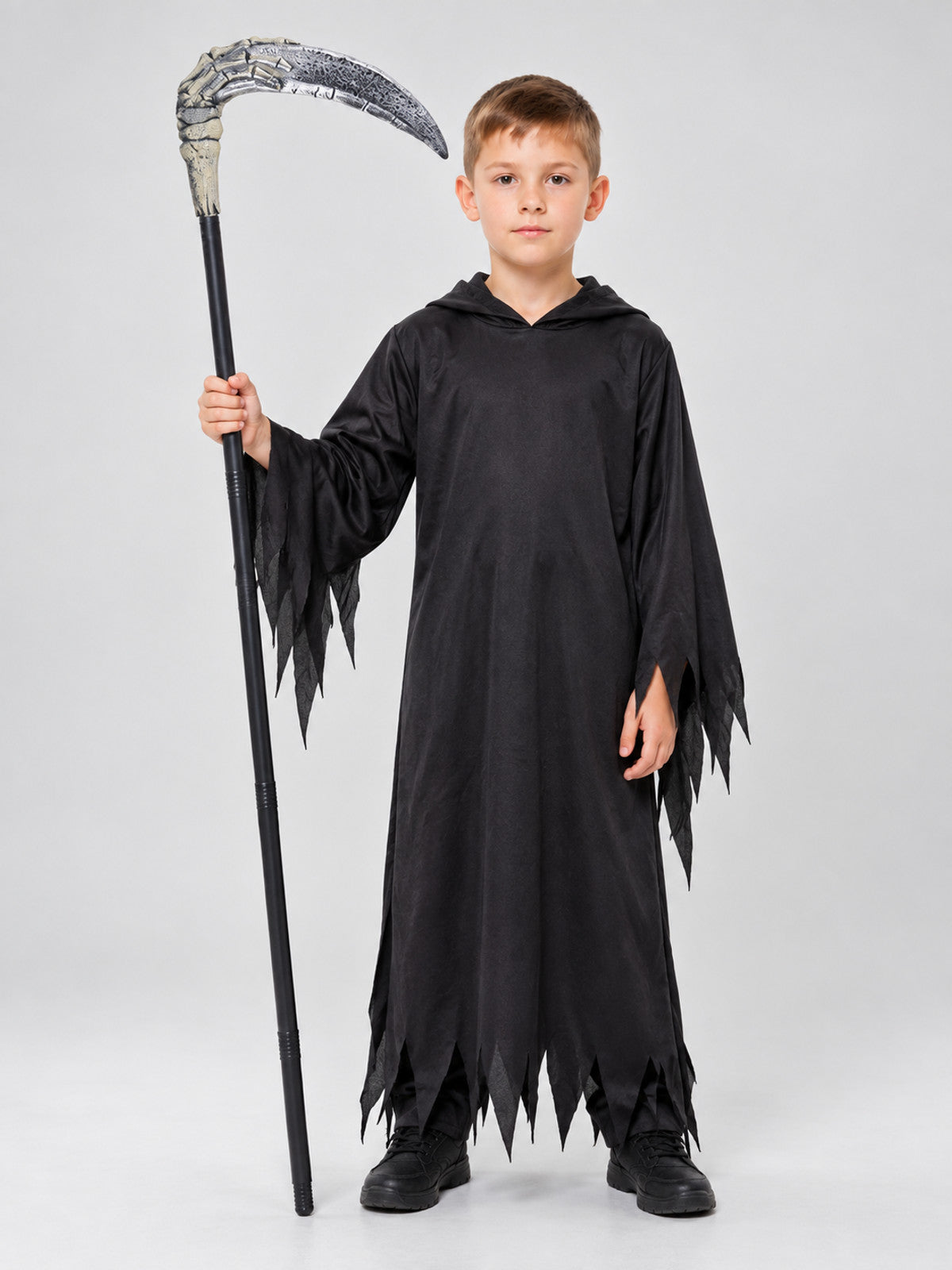 Black Detachable Reaper Scythe Prop with Silver Blade, 117 cm