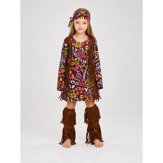 Carnival costume with fringe and colorful print