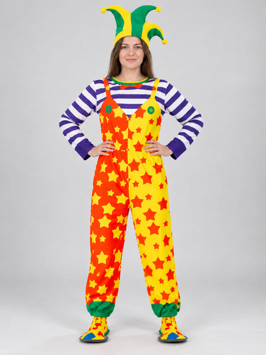 Clown Costume with Jumpsuit, Hat, and Bells