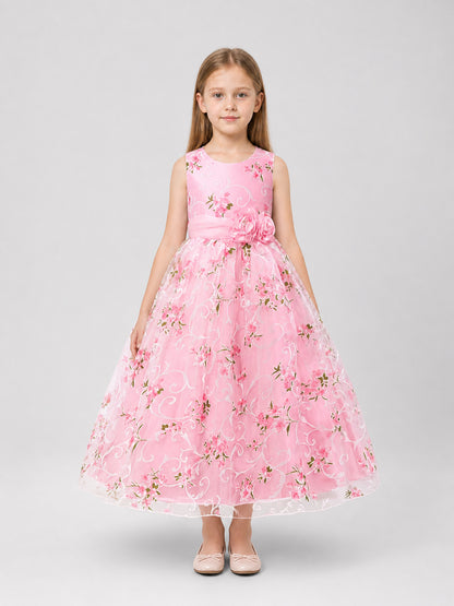 European Floral Print Tutu Dress for Weddings on-model view