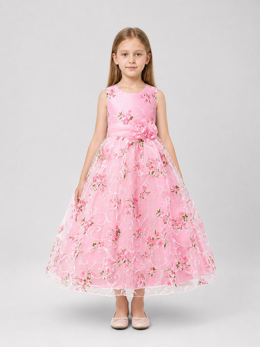 European Floral Print Tutu Dress for Weddings on-model view