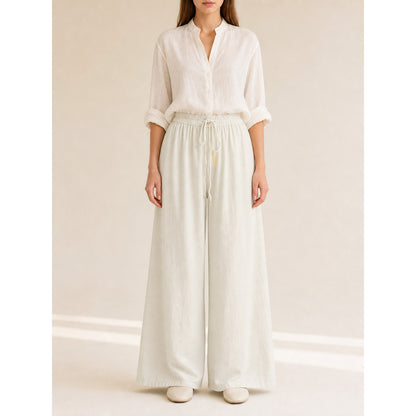 High-Waisted Wide-Leg Drawstring Pants