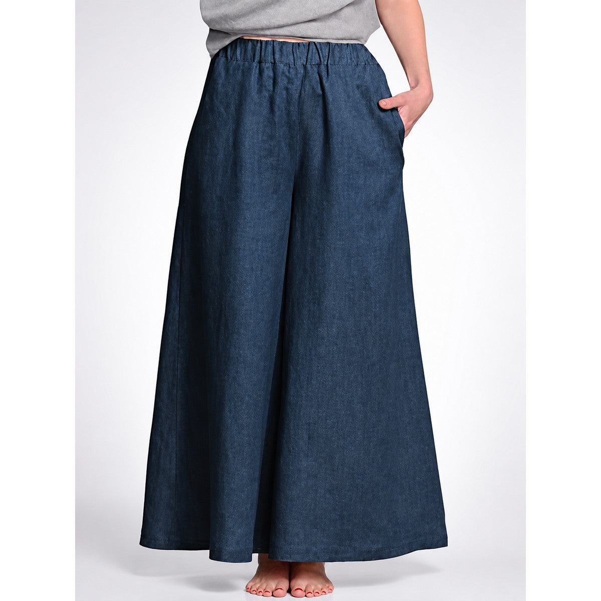Women's High-Waisted Wide-Leg Pants, Dark Navy