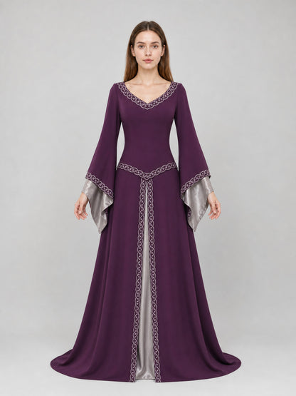 Long Fantasy-Style Dress with Bell Sleeves