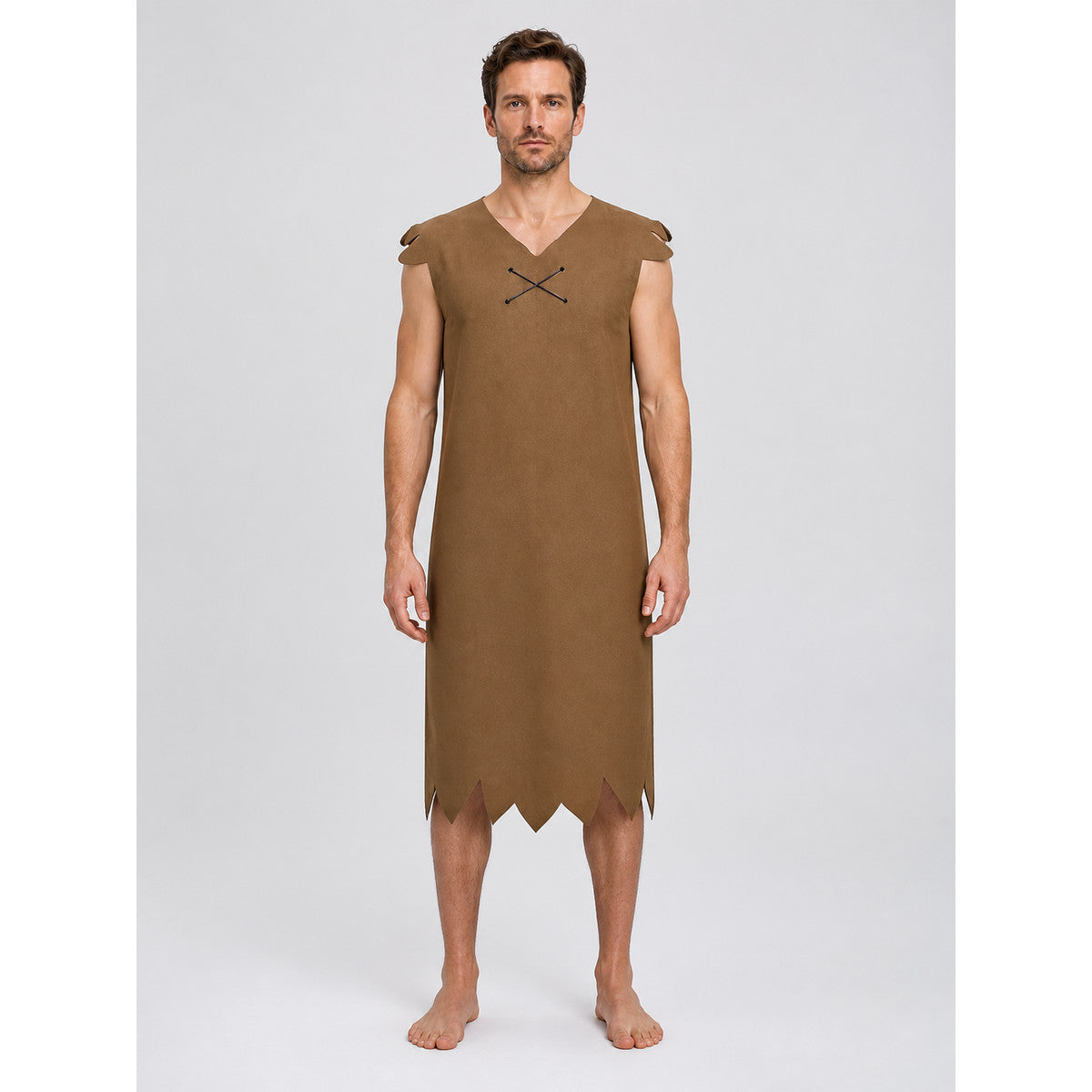 Sleeveless Caveman Costume for Halloween on-model view