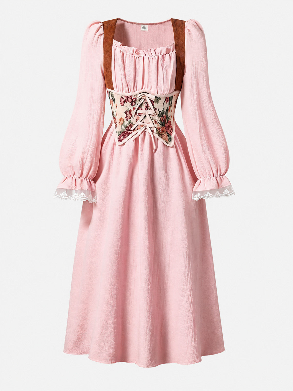 Pink Girls' Dress with Long Sleeves and an A-Line Silhouette main product view