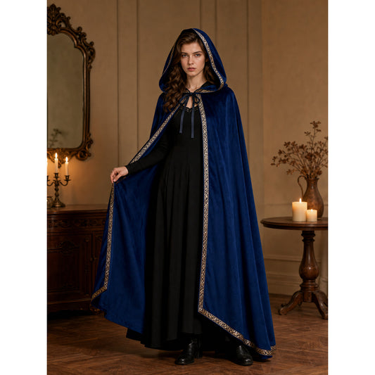 Blue Costume Cape with Gold Trim
