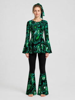 Stage Costume with Flared Pants, Psychedelic Print