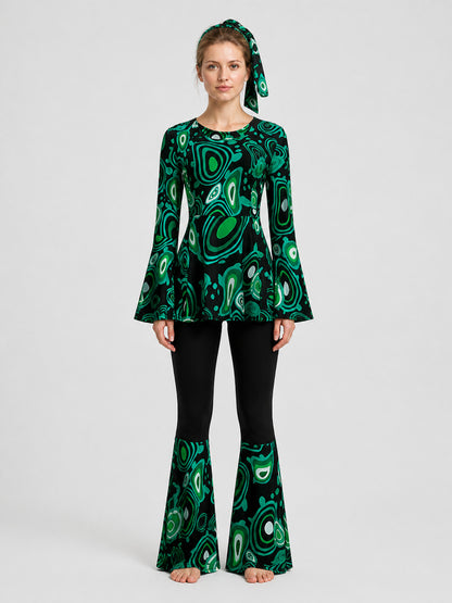Stage Costume with Flared Pants, Psychedelic Print on-model view