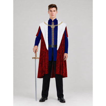 Royal Cosplay Costume with Crown and Cape on-model view