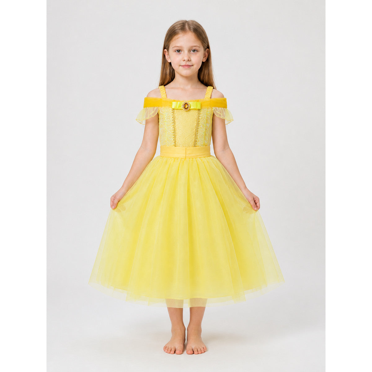 Yellow Princess Costume Dress for Halloween and Cosplay main product view