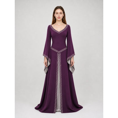 Long Fantasy-Style Dress with Bell Sleeves