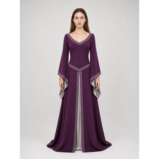 Long Fantasy-Style Dress with Bell Sleeves