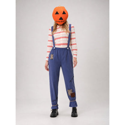 Straw Scarecrow Costume with Pumpkin Headpiece