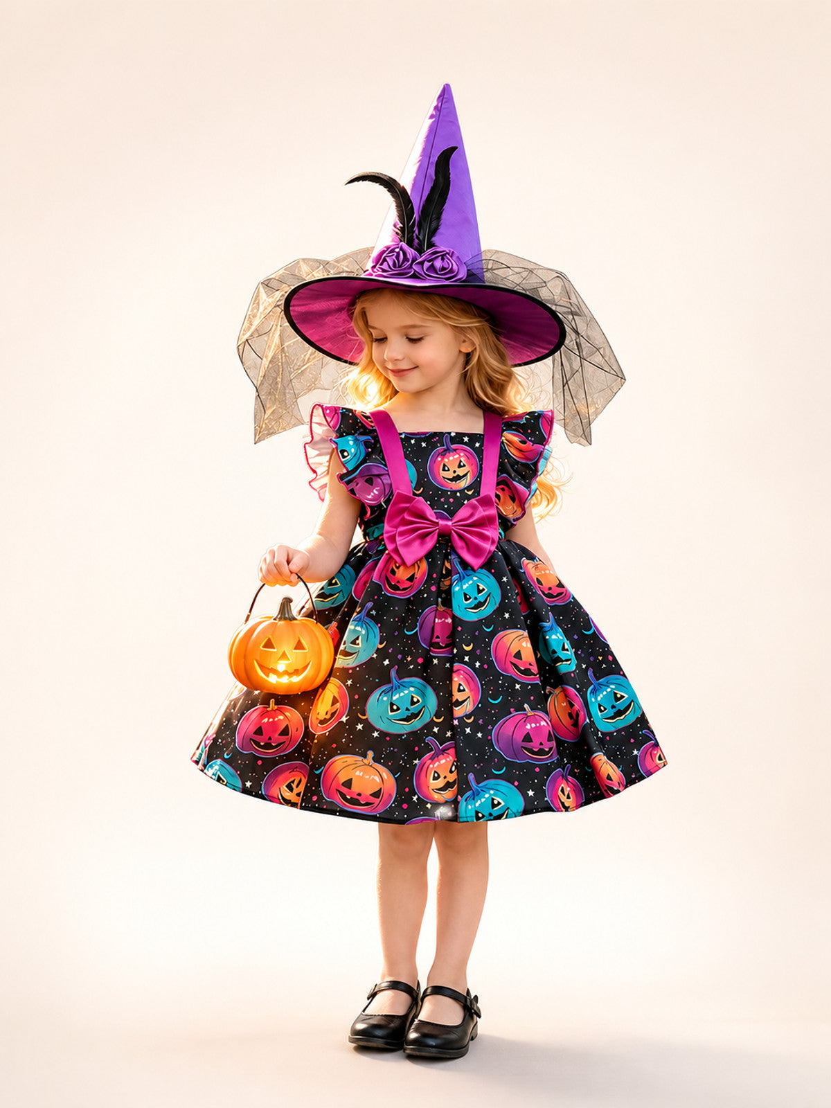 Halloween Costume Dress with Colorful Pumpkins main product view