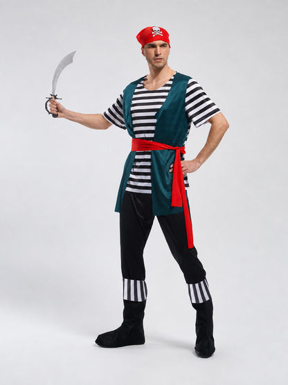 Pirate Costume in the Style of Jack Sparrow, with Accessories on-model view