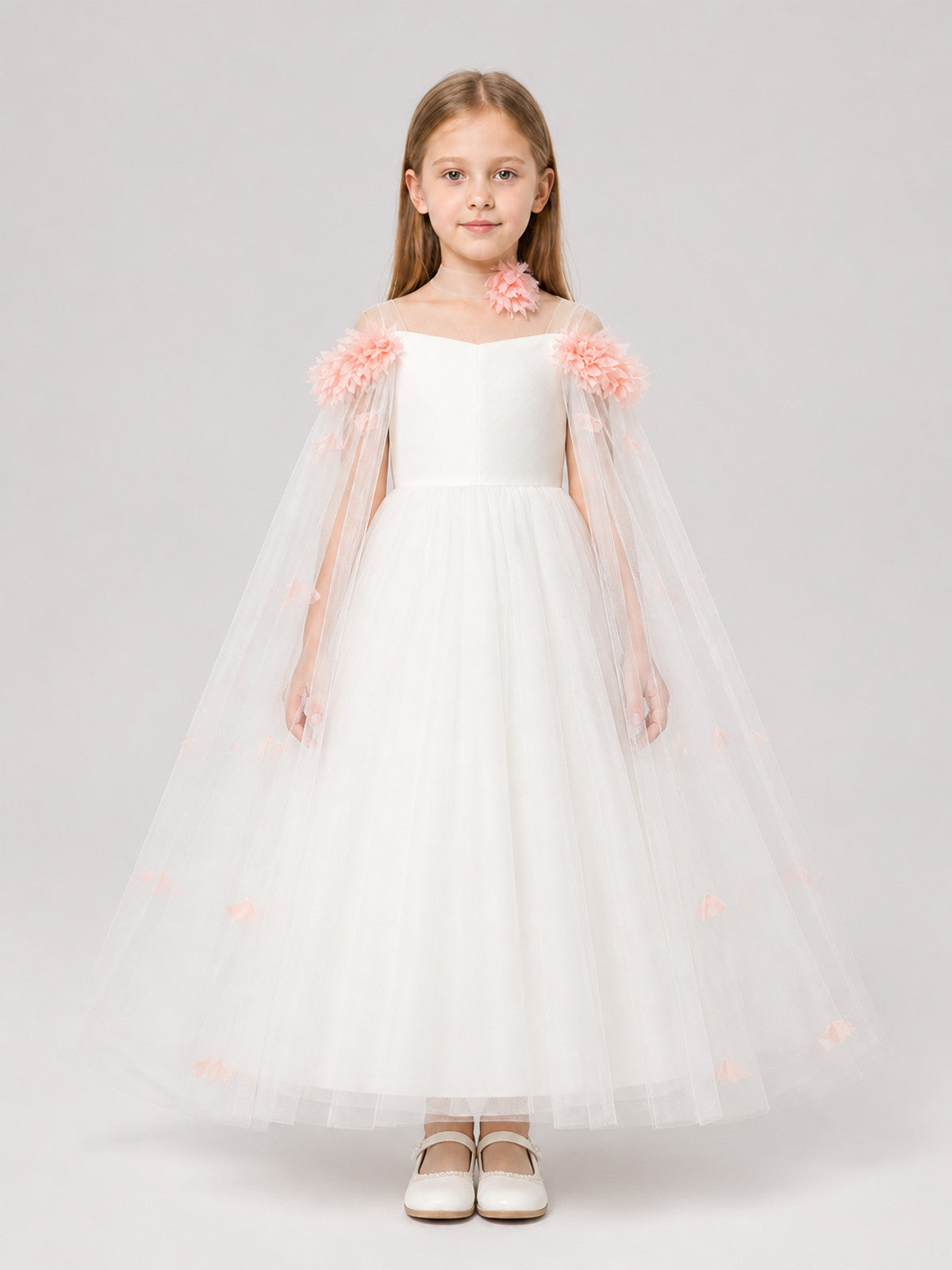 Girls' Dressy Dress with a Full, Layered Skirt on-model view