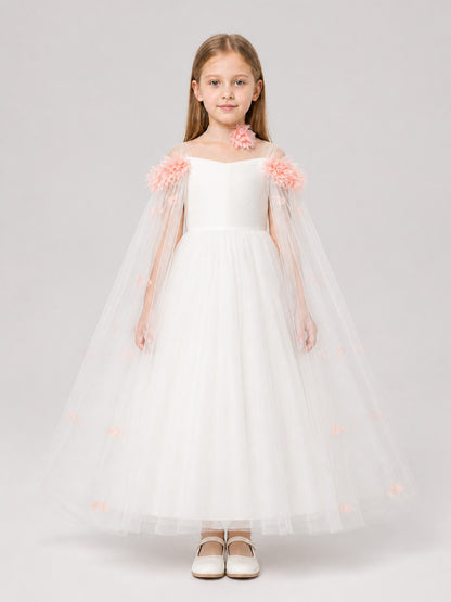 Girls' Dressy Dress with a Full, Layered Skirt on-model view