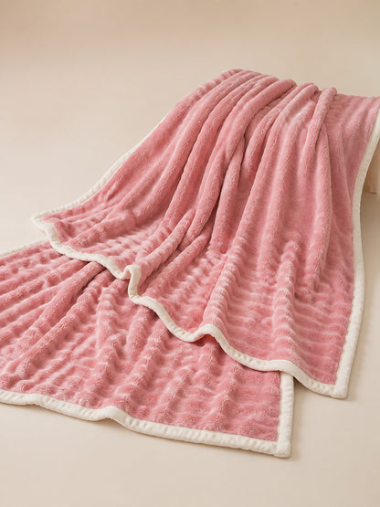 Flannel Throw Blanket with Trim and Bubble Texture main product view