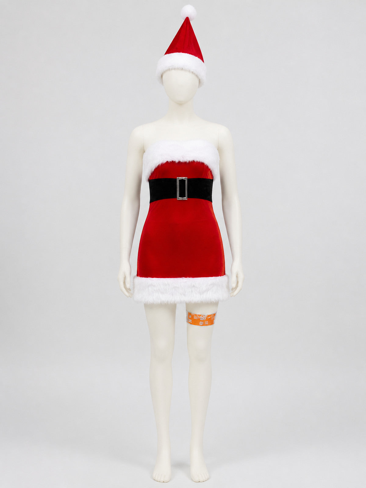 Christmas Costume: Dress and Santa Hat with Belt on-model view