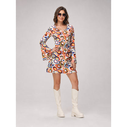 Disco-Style Costume Dress with Geometric Print