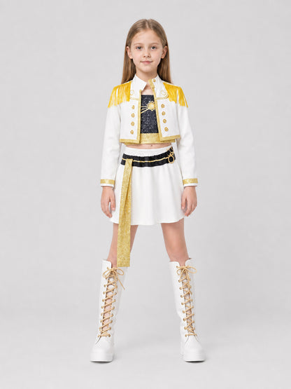 Stage Cosplay Costume: White Jacket and Skirt on-model view