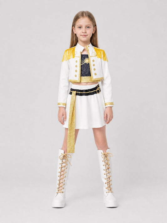 Stage Cosplay Costume: White Jacket and Skirt on-model view