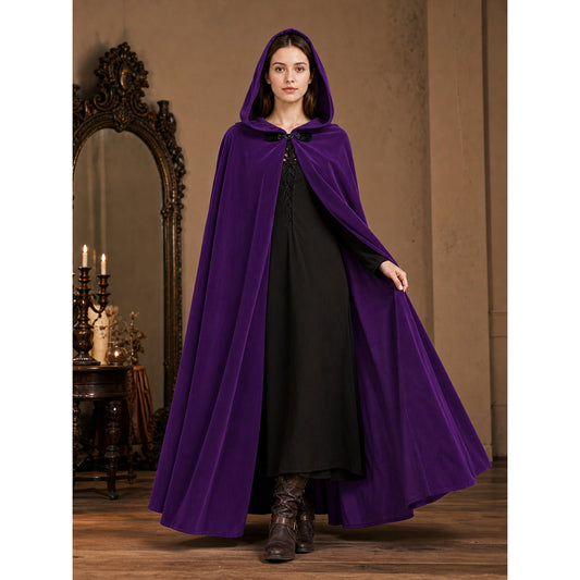 Medieval Fantasy Hooded Archer Cape with Front Clasp, Layered Tunic Style, Bow and Arrow for Cosplay Events and Costume Parties
