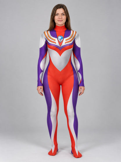 Cosplay Jumpsuit with High Neck and Geometric Print