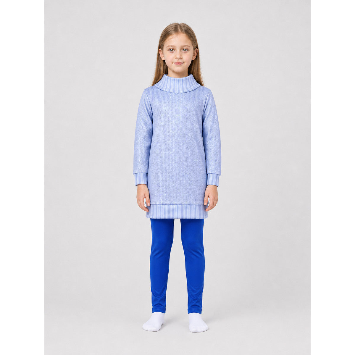 Children’s Joy Costume from Inside Out 2: Light Blue Top and Pants on-model view