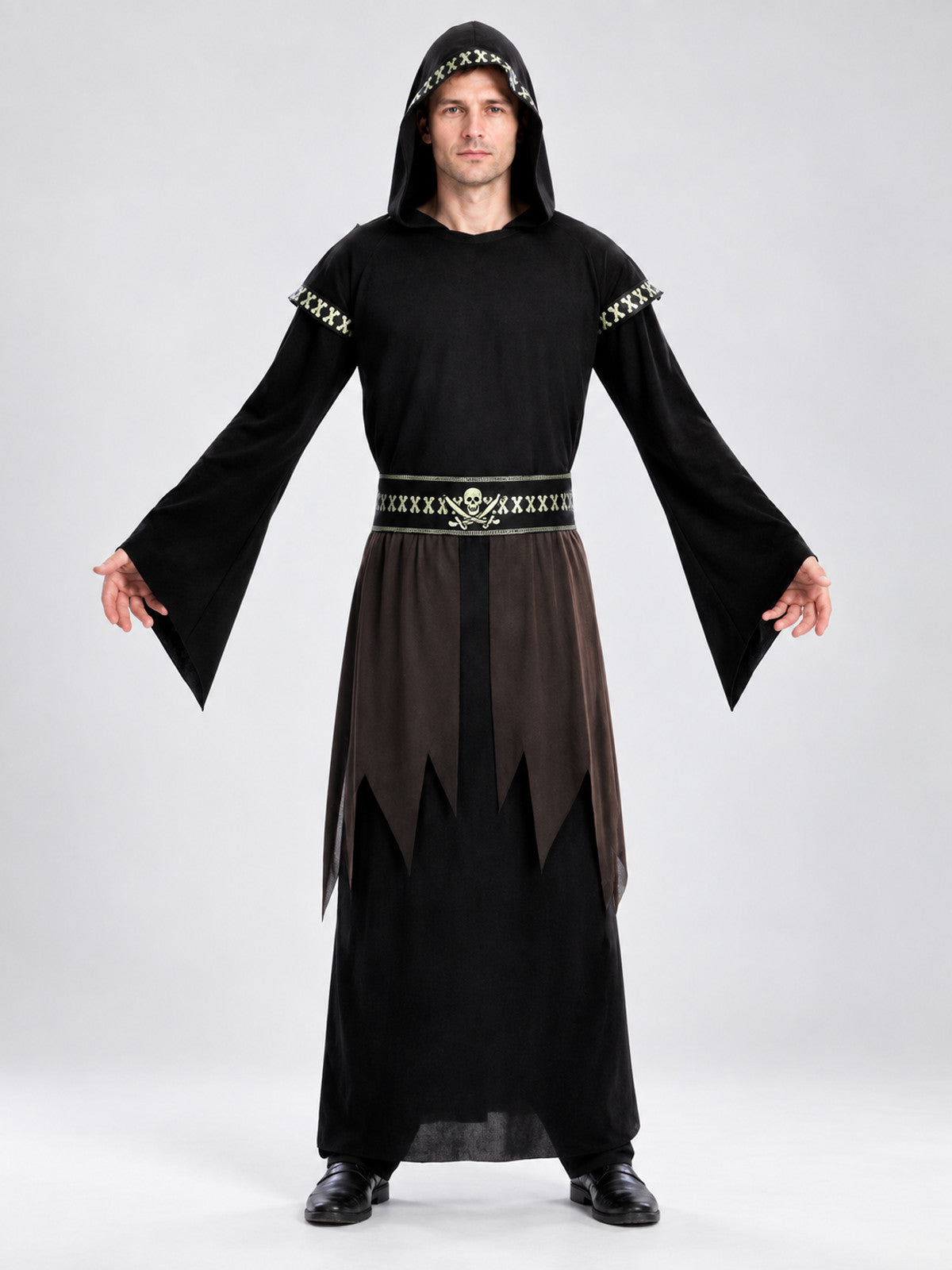 Dark Wizard Costume with Hood and Belt
