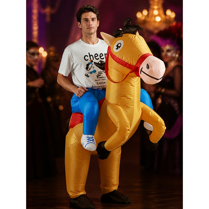 Inflatable Horse Costume for Kids and Adults, Funny Halloween Party Outfit on-model view
