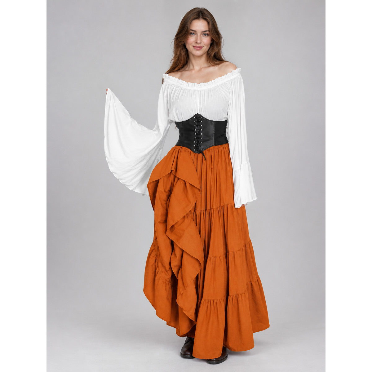 Renaissance-style corset dress for carnival on-model view