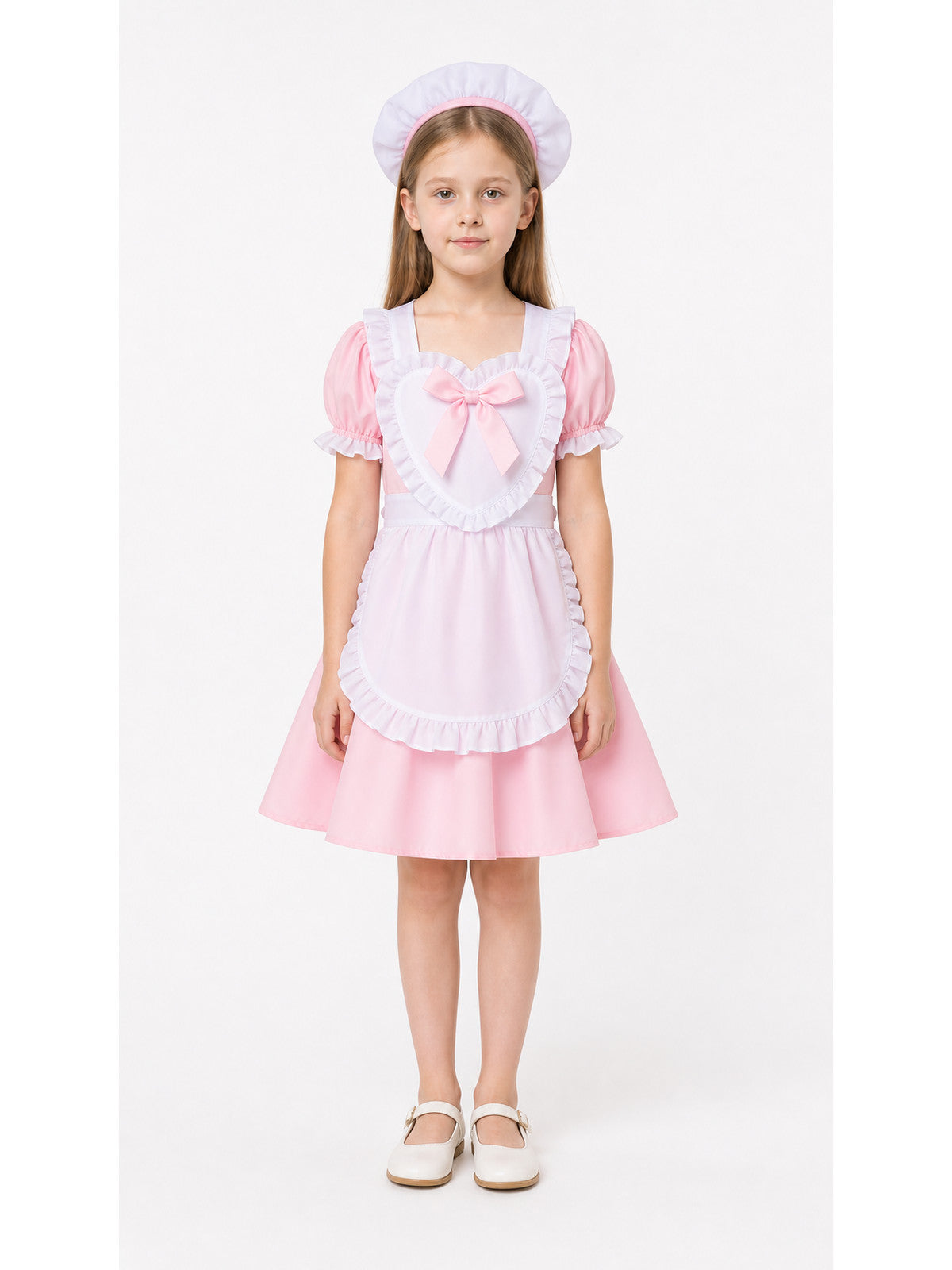 Lolita-Style Girls’ Dress with Apron and Full Skirt