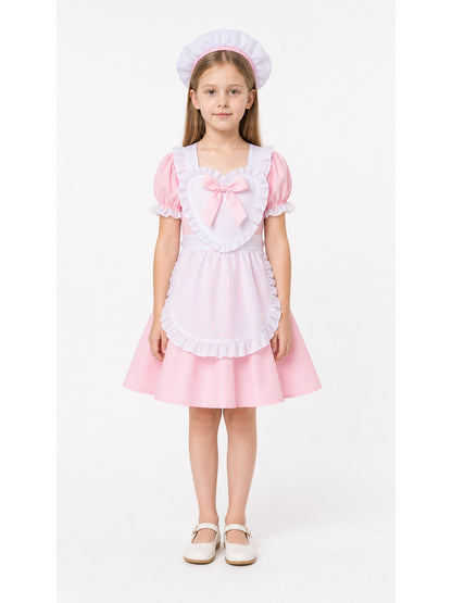 Lolita-Style Girls’ Dress with Apron and Full Skirt