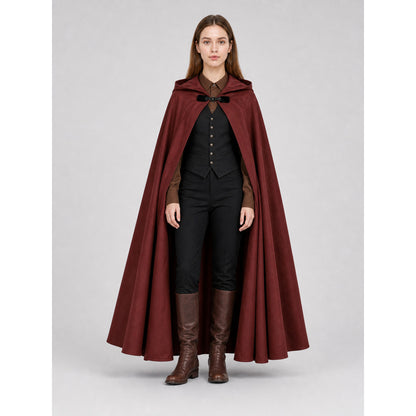 Burgundy Hooded Carnival Cloak for Cosplay