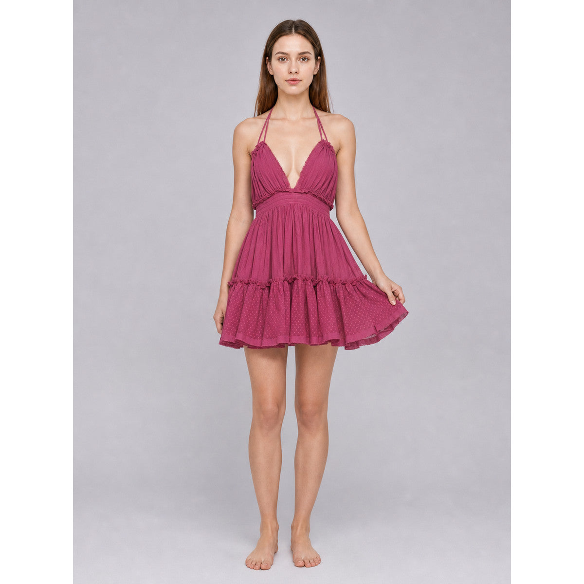 Strappy Dress with Tiered Skirt and Ruffles