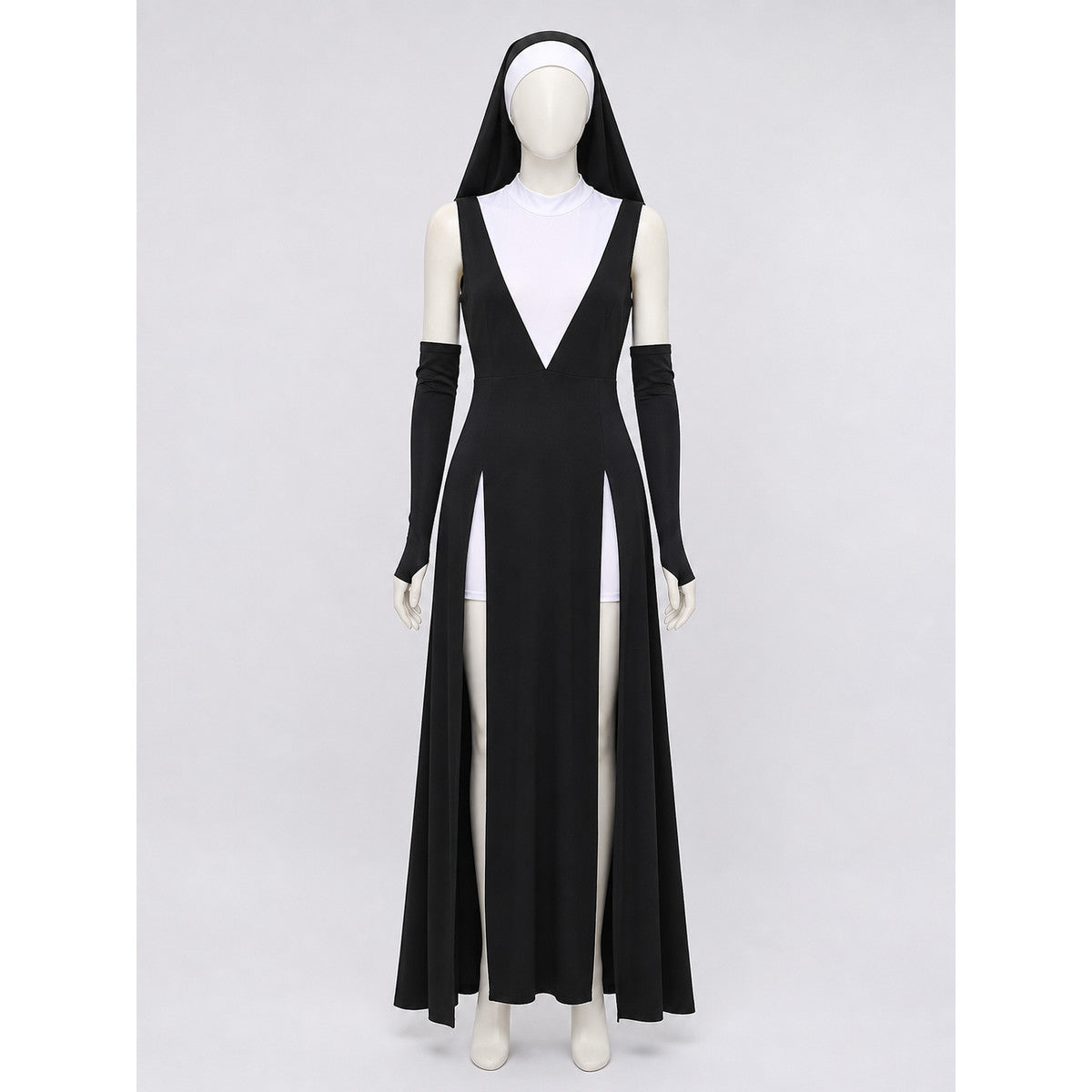 Gothic Long Dress Costume with a High Slit