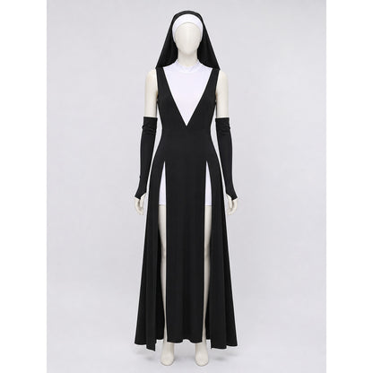 Gothic Long Dress Costume with a High Slit