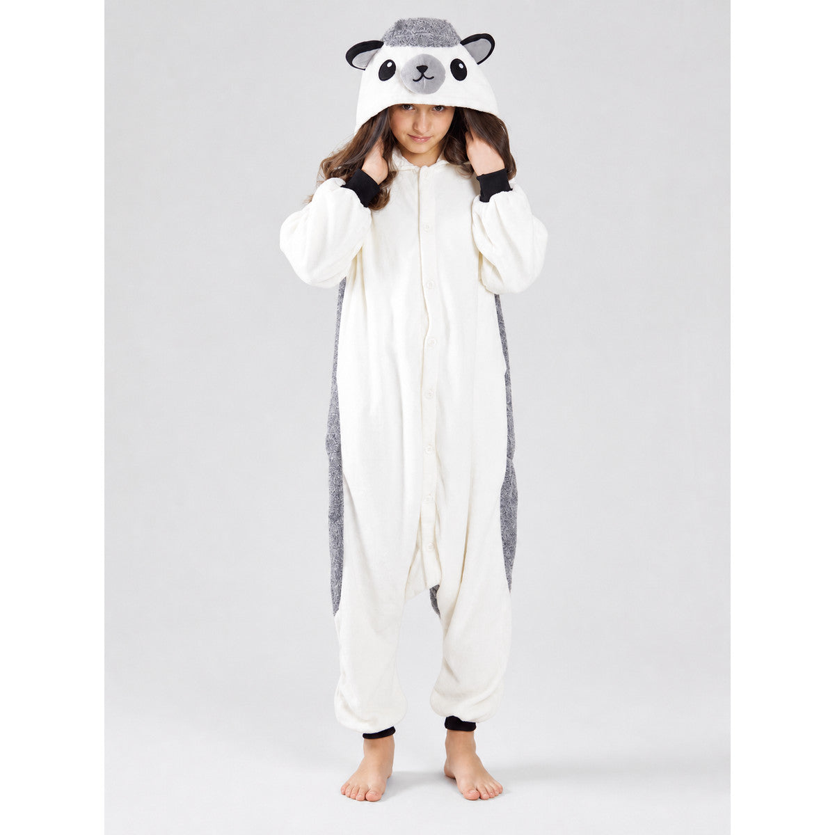 Kigurumi Hooded Pajama with Ears and Tail on-model view