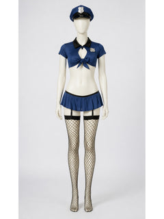 Police Costume with Cropped Top and Skirt