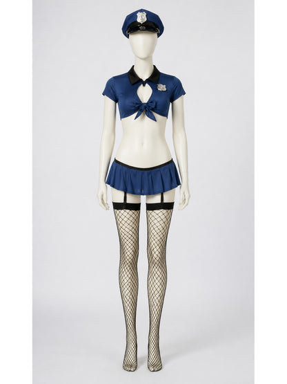 Police Costume with Cropped Top and Skirt main product view