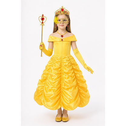 Yellow Princess Costume with Crown for Halloween main product view