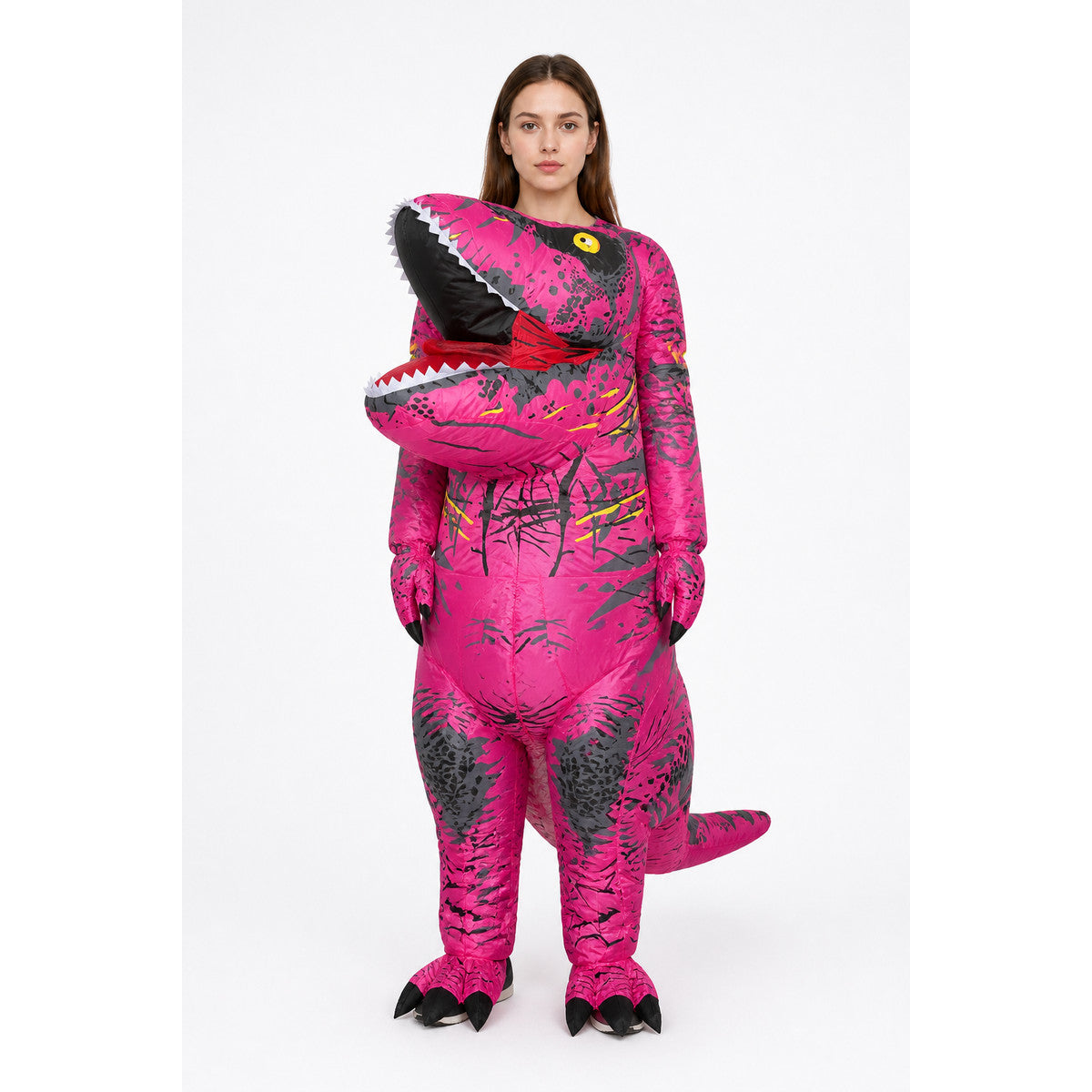 Inflatable Pink Tyrannosaurus Costume with Black Spots main product view