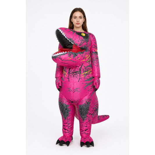 Inflatable Pink Tyrannosaurus Costume with Black Spots main product view