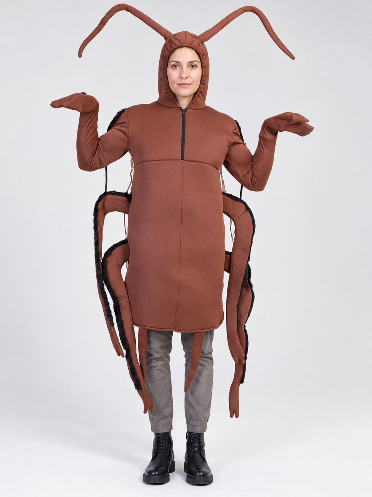 Brown Insect Costume with Hood on-model view