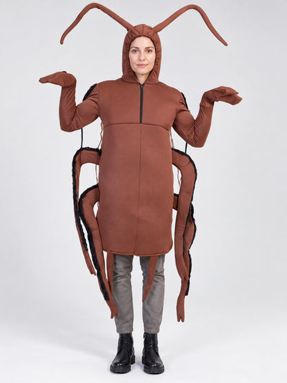 Brown Insect Costume with Hood on-model view