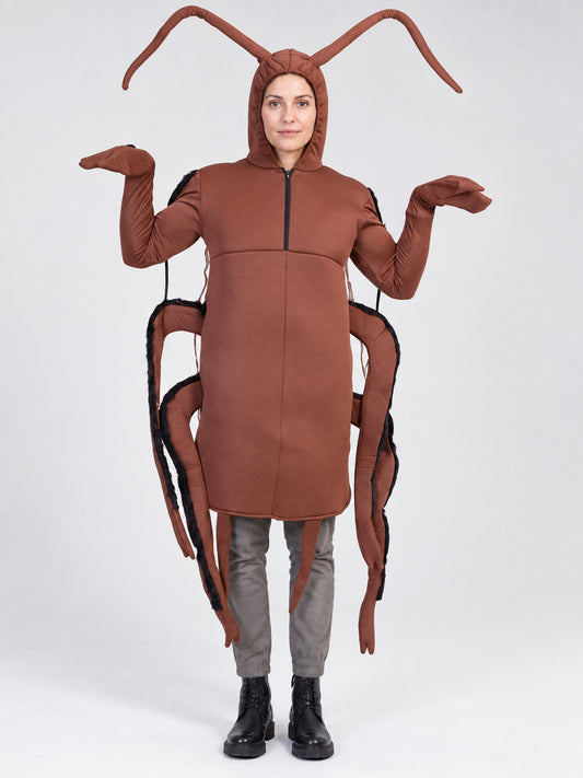 Brown Insect Costume with Hood on-model view