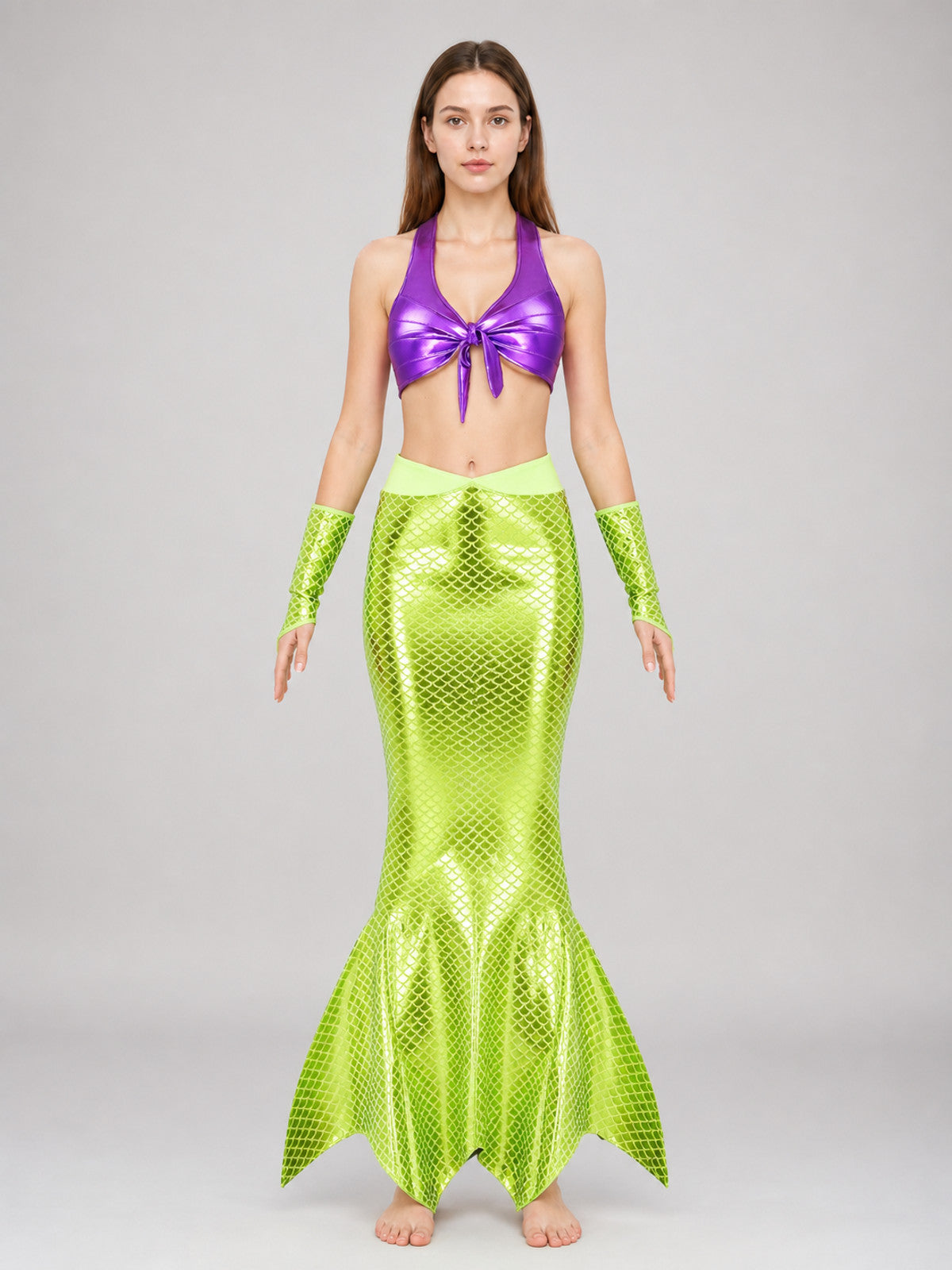 Mermaid Cosplay Costume with Fish-Scale Pattern on-model view