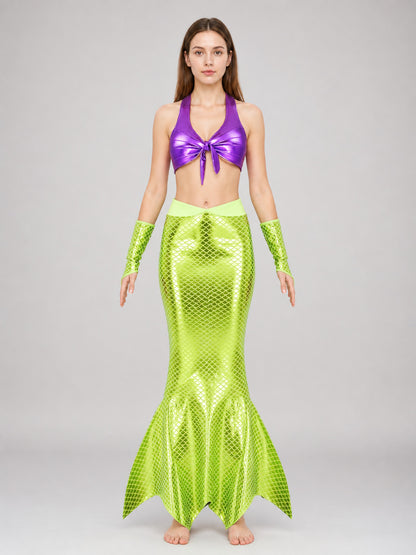 Mermaid Cosplay Costume with Fish-Scale Pattern on-model view